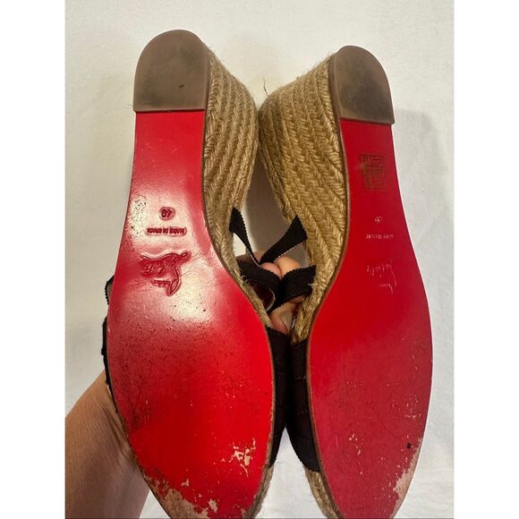 Christian LOUBOUTIN Black Cloth Espadrilles Wedges, Size 40 (10 US) - Picture 5 of 12